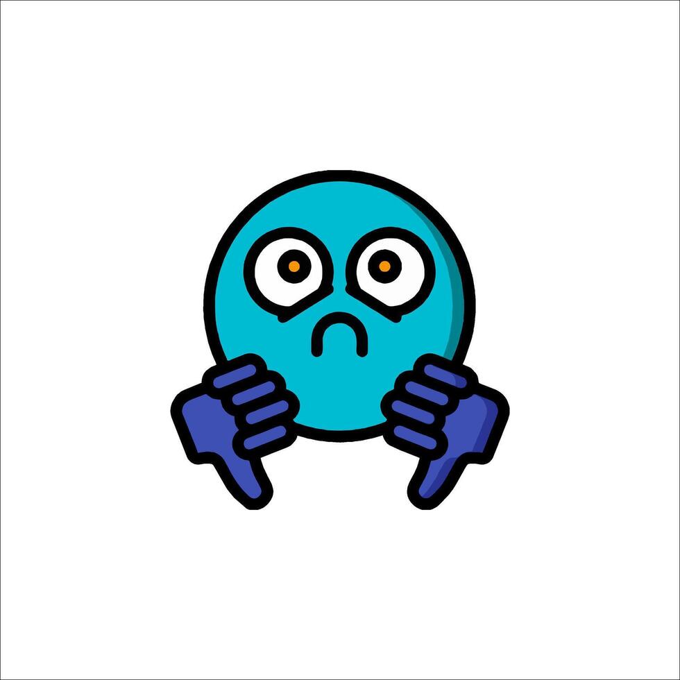A blue ball with two hands and a sad face vector