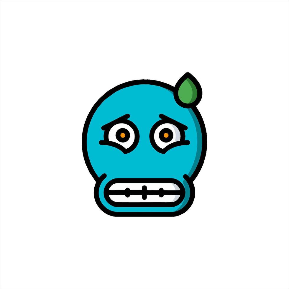 A blue monster with a green leaf on its head vector