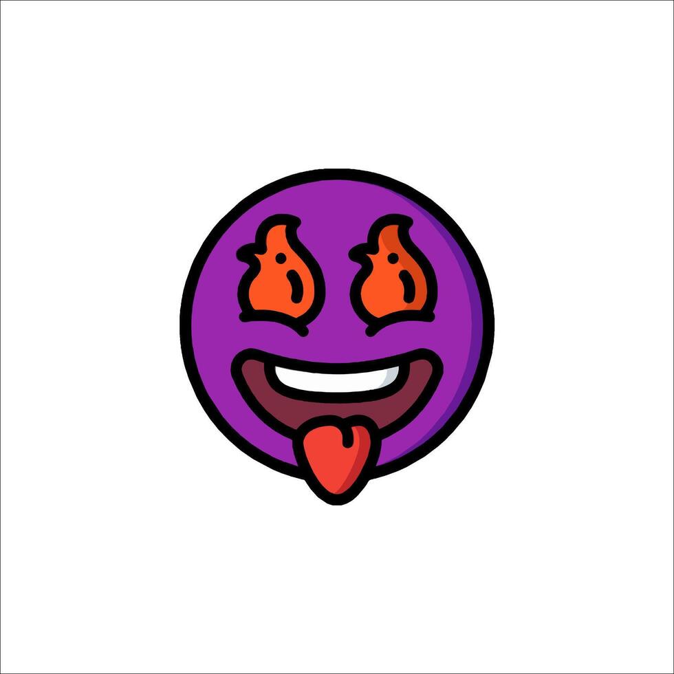 A purple emoticion with a tongue and tongue vector