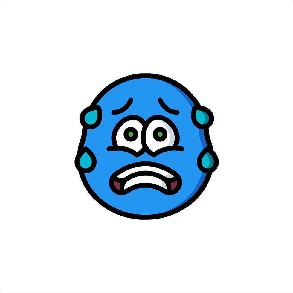 A cartoon blue face with tears on it vector