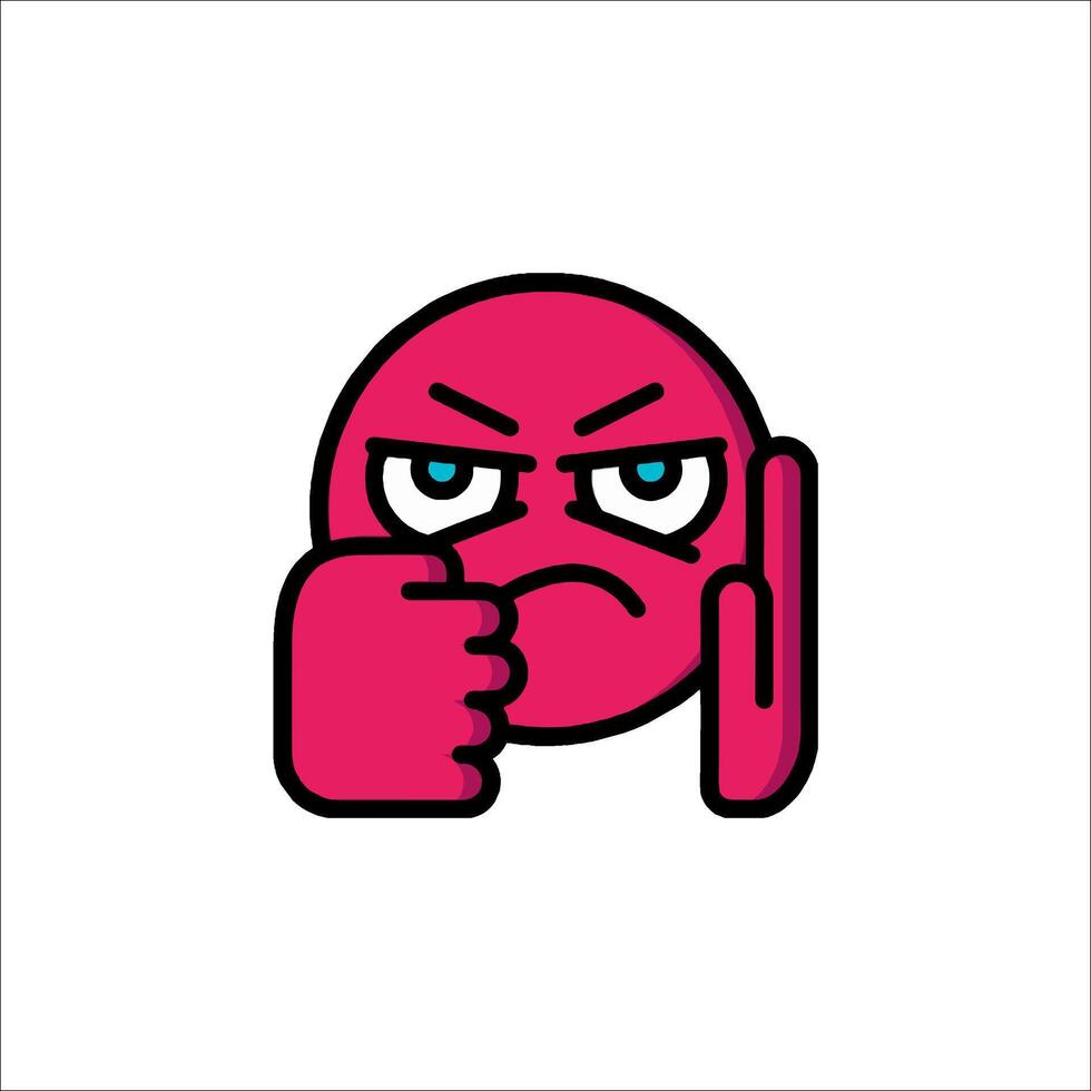 A pink emoticor with a hand up and a thumbs up vector
