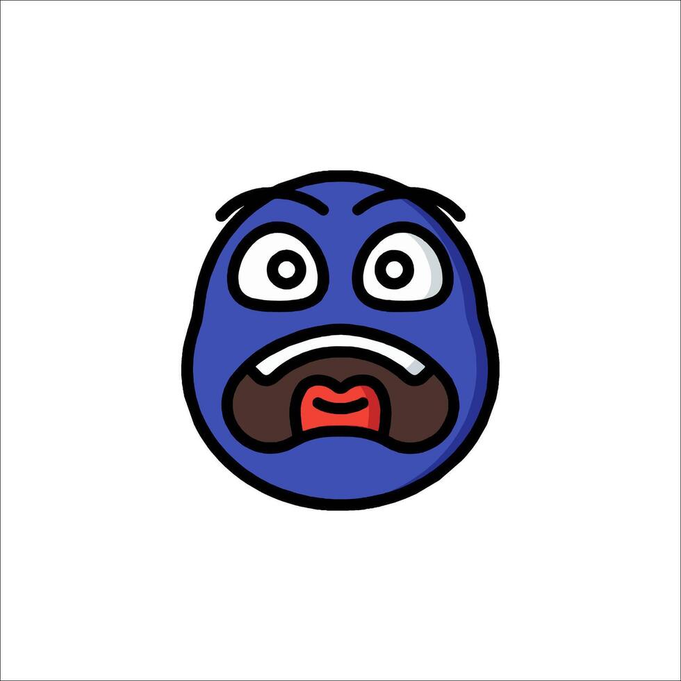 An emoticor with a blue face and a mouth vector