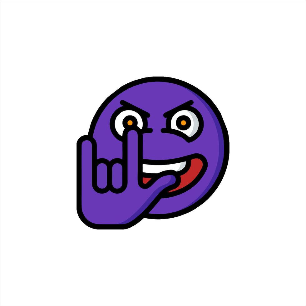 A purple emoticion with a hand gesture vector