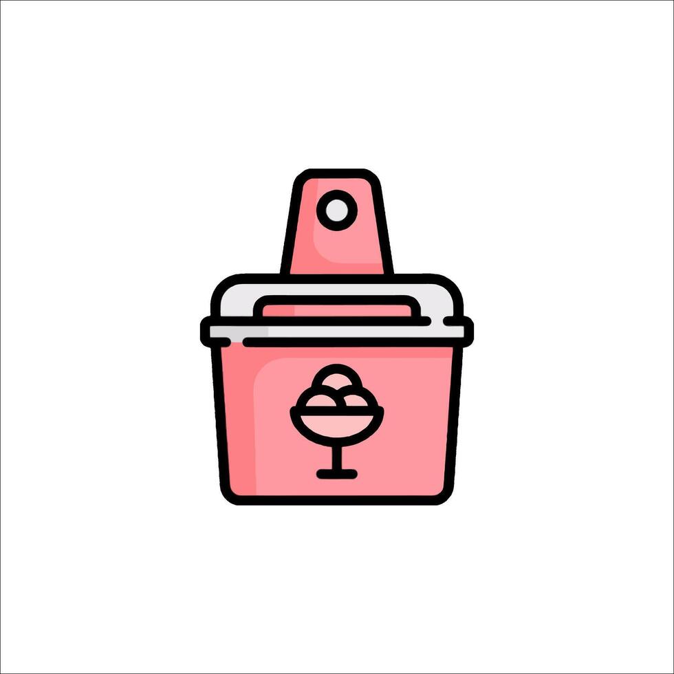 Ice cream bucket icon illustration vector