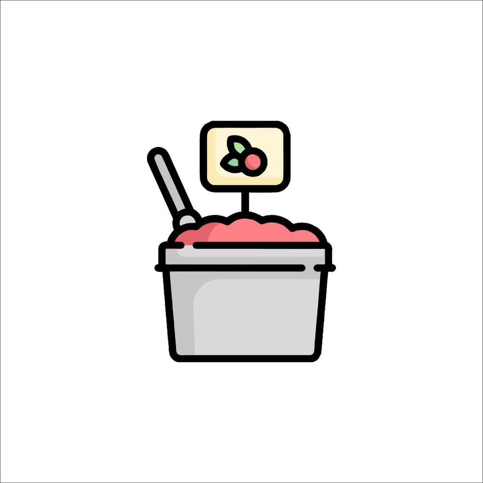 A bucket of ice cream with a cherry on top vector