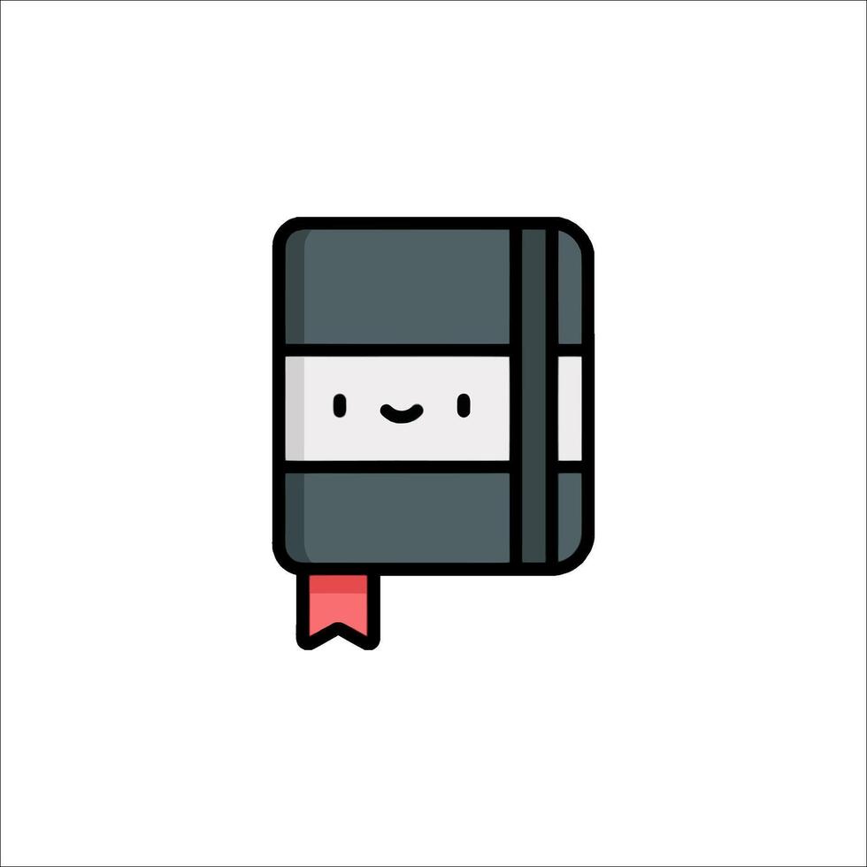 A black notebook with a red ribbon on it vector