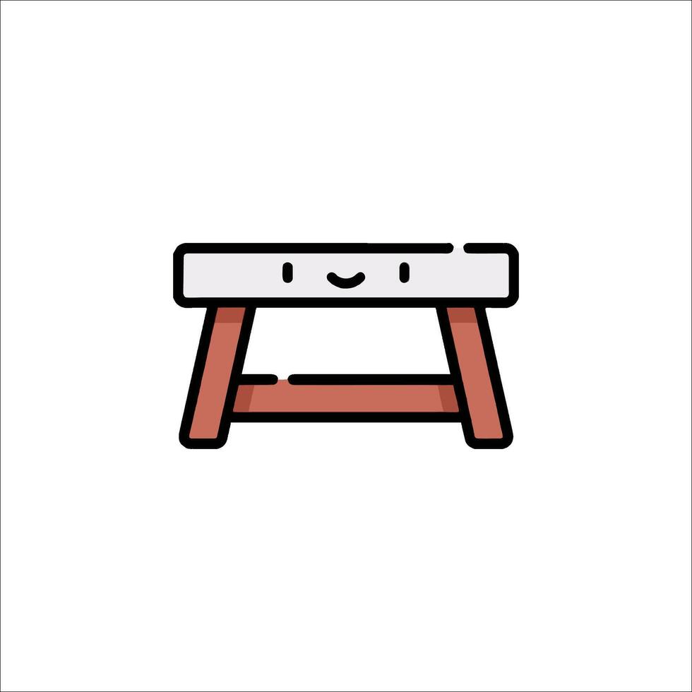 A small table with a smiley face on it vector