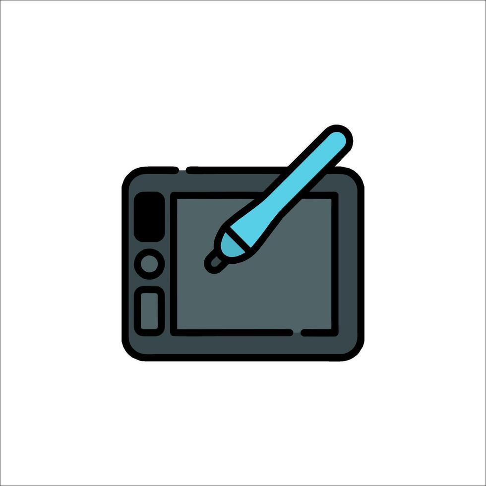 A tablet with a pen and a stylus icon vector