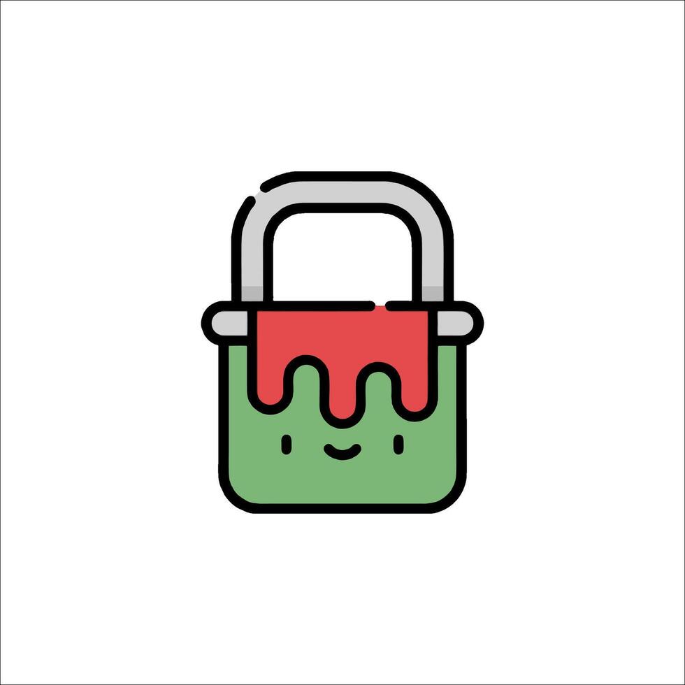 A green and red bag with a lid and a smile vector