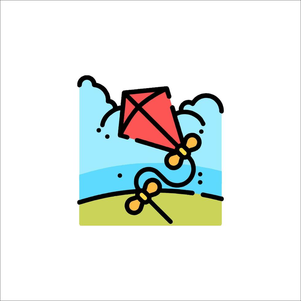 A kite flying in the sky with a red and white background vector