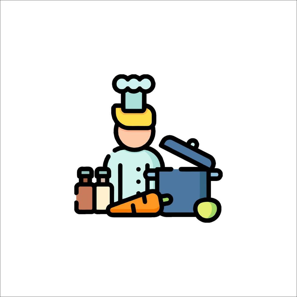 Cooking icon with a chef and vegetables vector