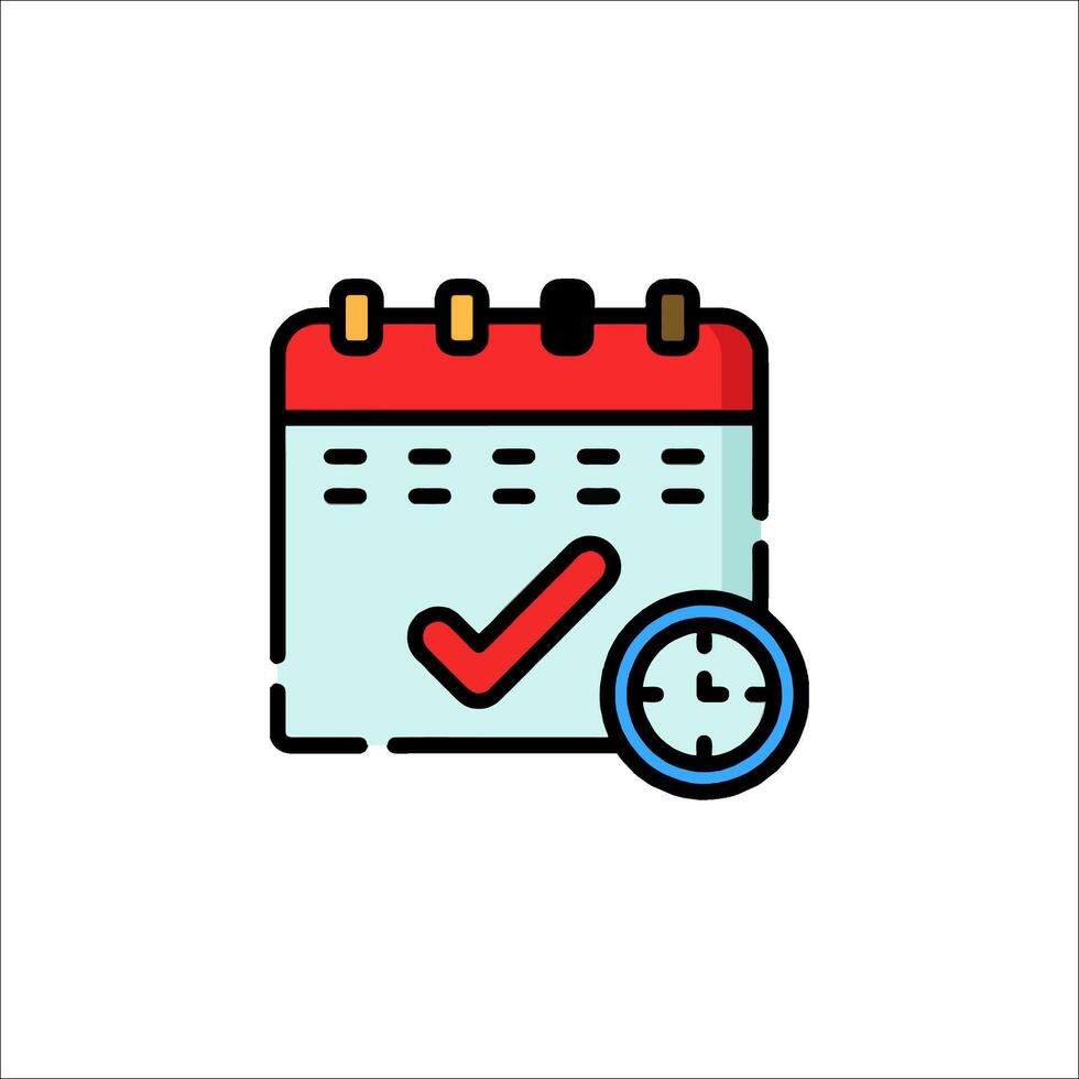 Calendar icon with clock and check mark vector