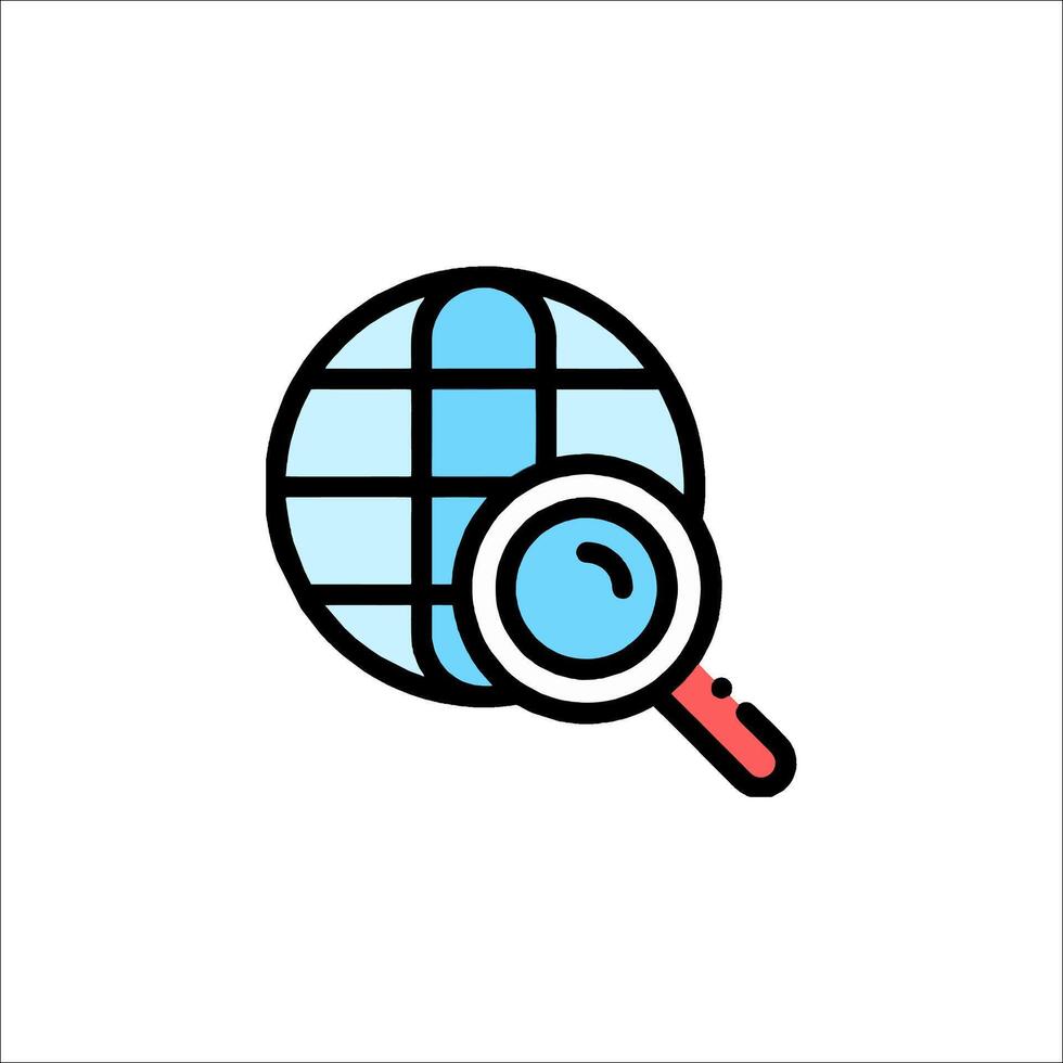 Magnifying globe icon illustration vector