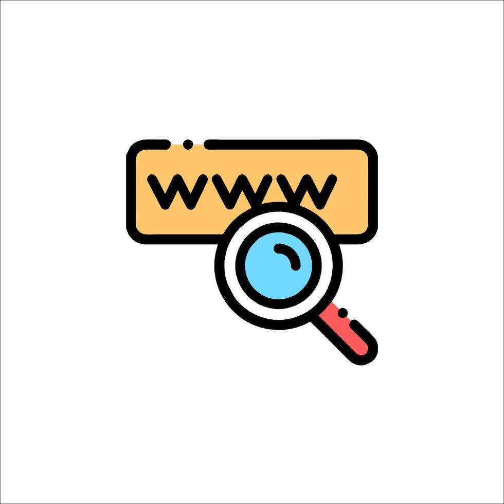 A magnifying icon with a web address vector