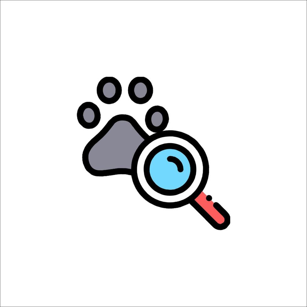 A magnifying glass and paw print icon vector