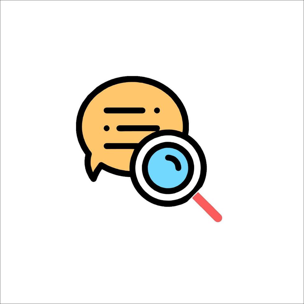 A magnifying glass and speech bubble icon vector