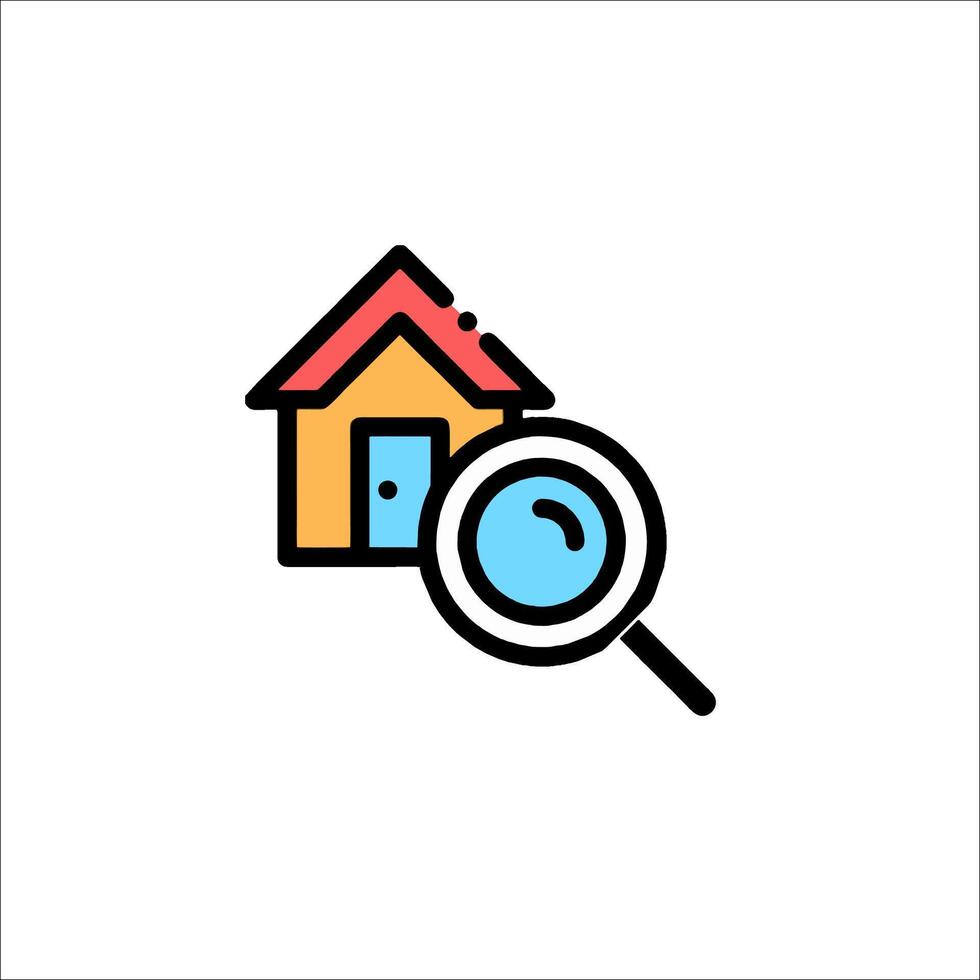 A house with a magnifying glass icon vector