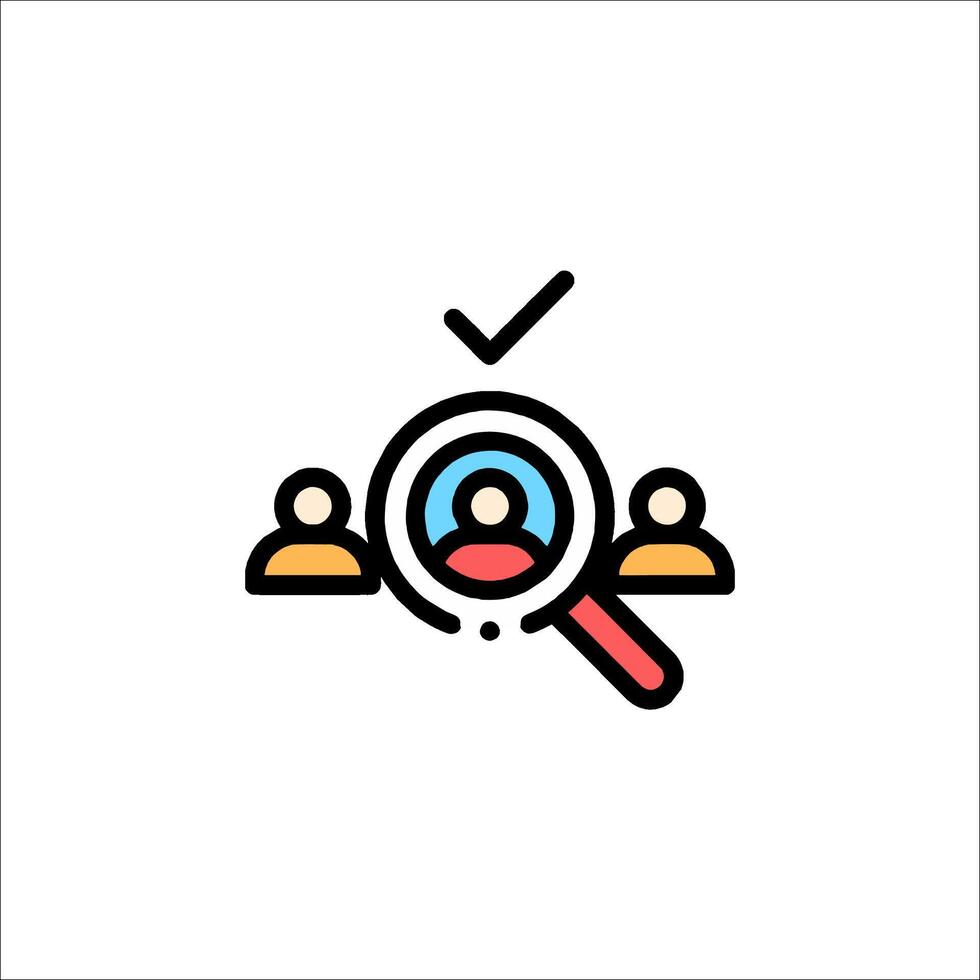 A magnifying glass icon with people in the background vector