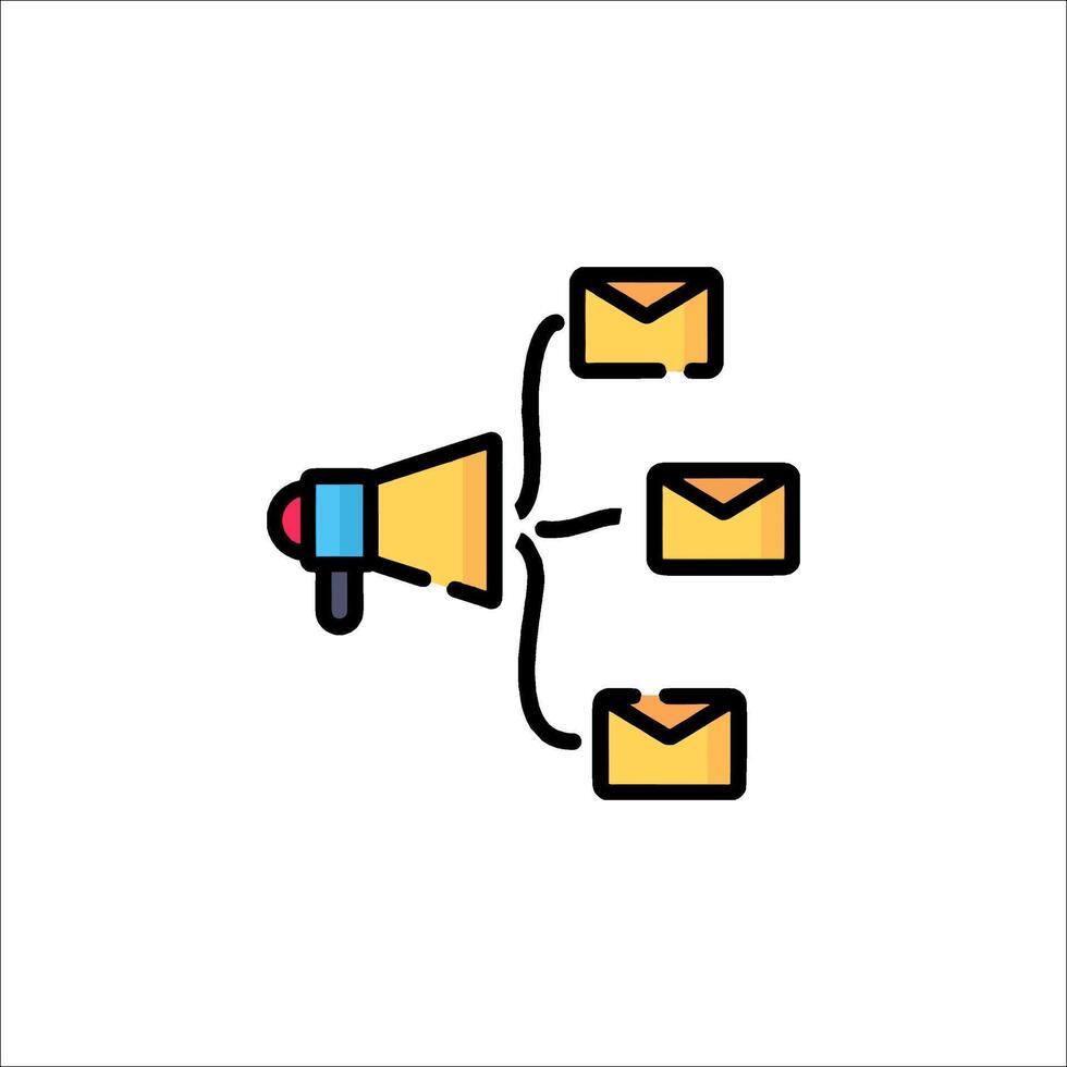 Email marketing icon with a megaphone and envelopes vector