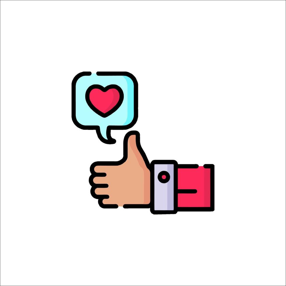 A hand with a thumbs up and a heart icon vector