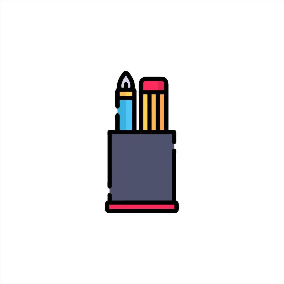 Pencils in a pencil case icon vector