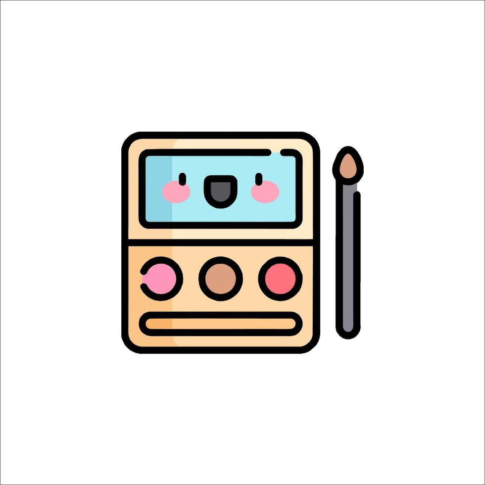 A cute makeup case with a brush and a smiley face vector