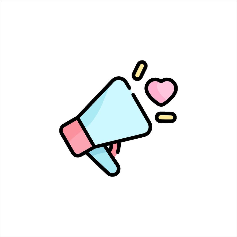 A megaphone with a heart icon vector