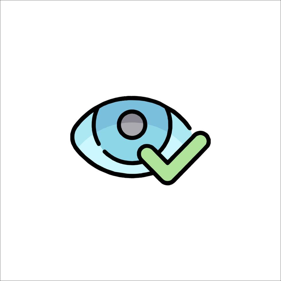An eye icon with a tick mark vector