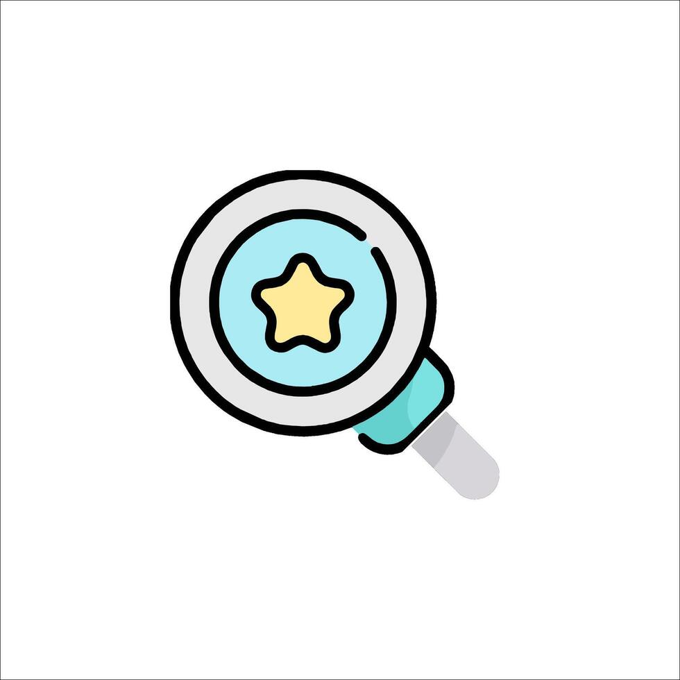 Magnifying glass icon with star on top vector