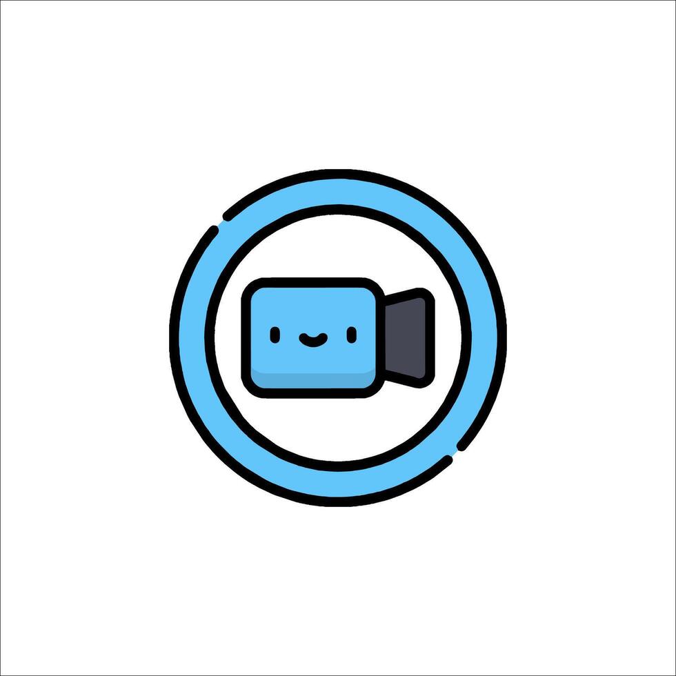 A blue and white logo with a camera in it vector
