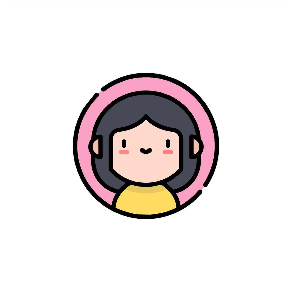 A girl avatar icon in a pink circle vector