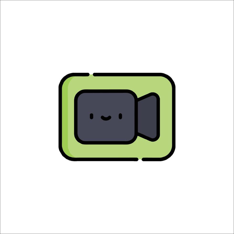 A camera icon with a smiley face vector