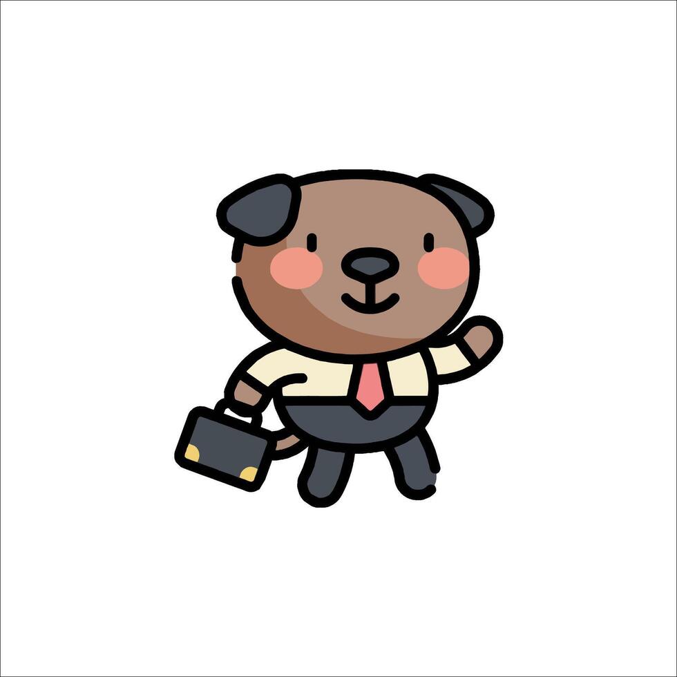 A cartoon dog wearing a suit and tie holding a briefcase vector