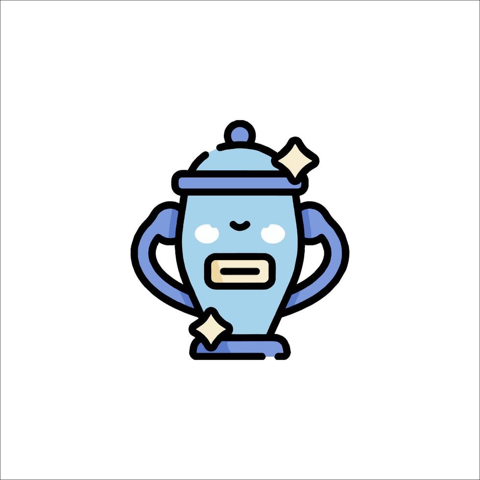 A blue cup with a face on it vector