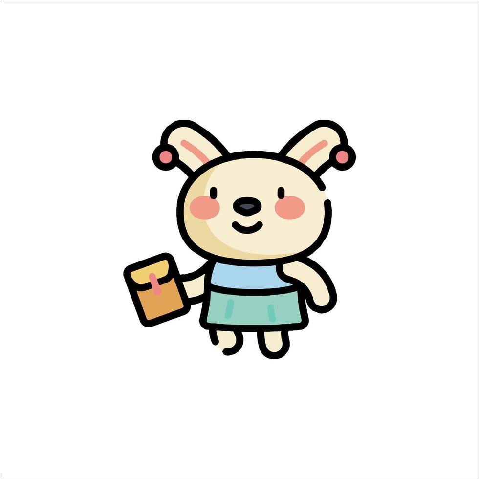 A cute bunny holding a letter vector