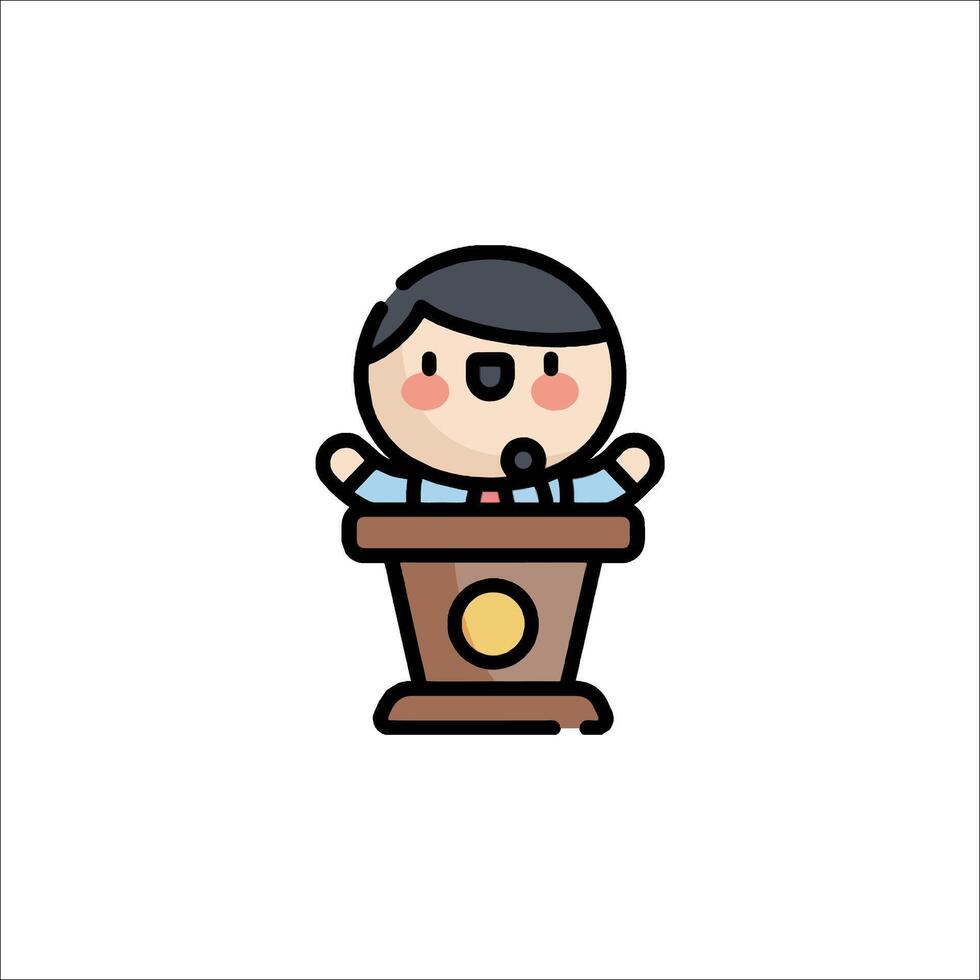A cartoon character sitting at a podium vector