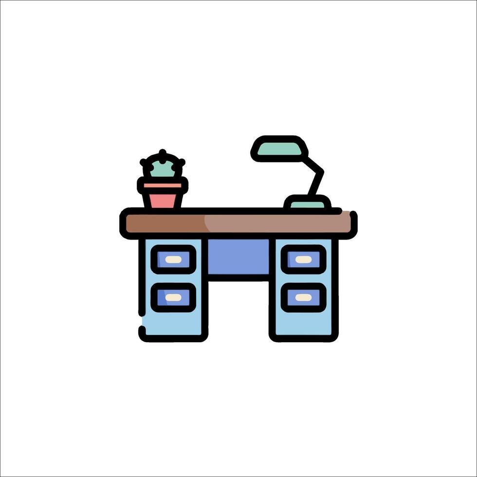 Office desk icon vector