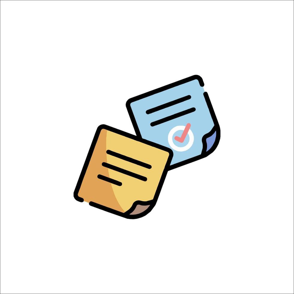 A pair of paper documents with a check mark on them vector