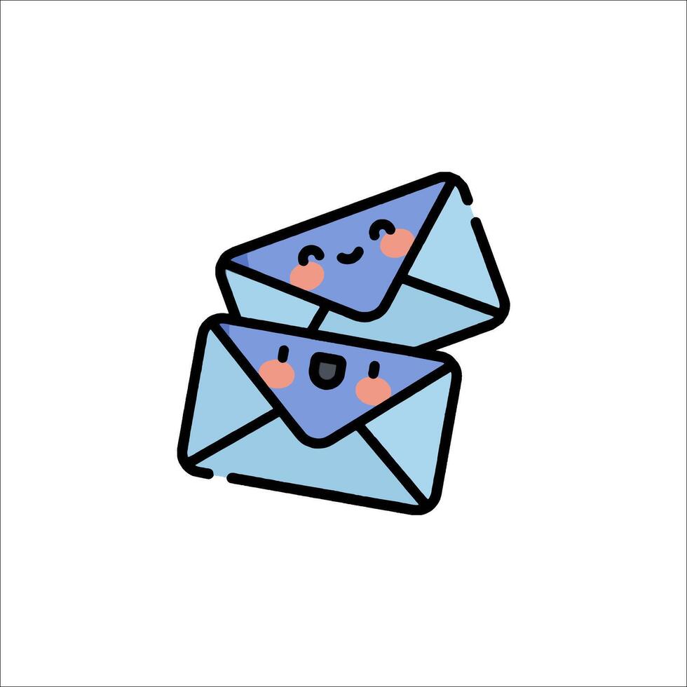 An illustration of two envelopes with faces vector