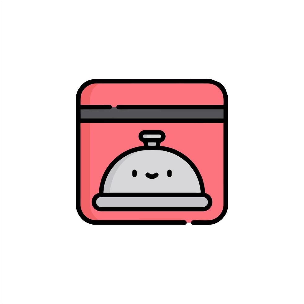 A cartoon character holding a cloche in a microwave vector