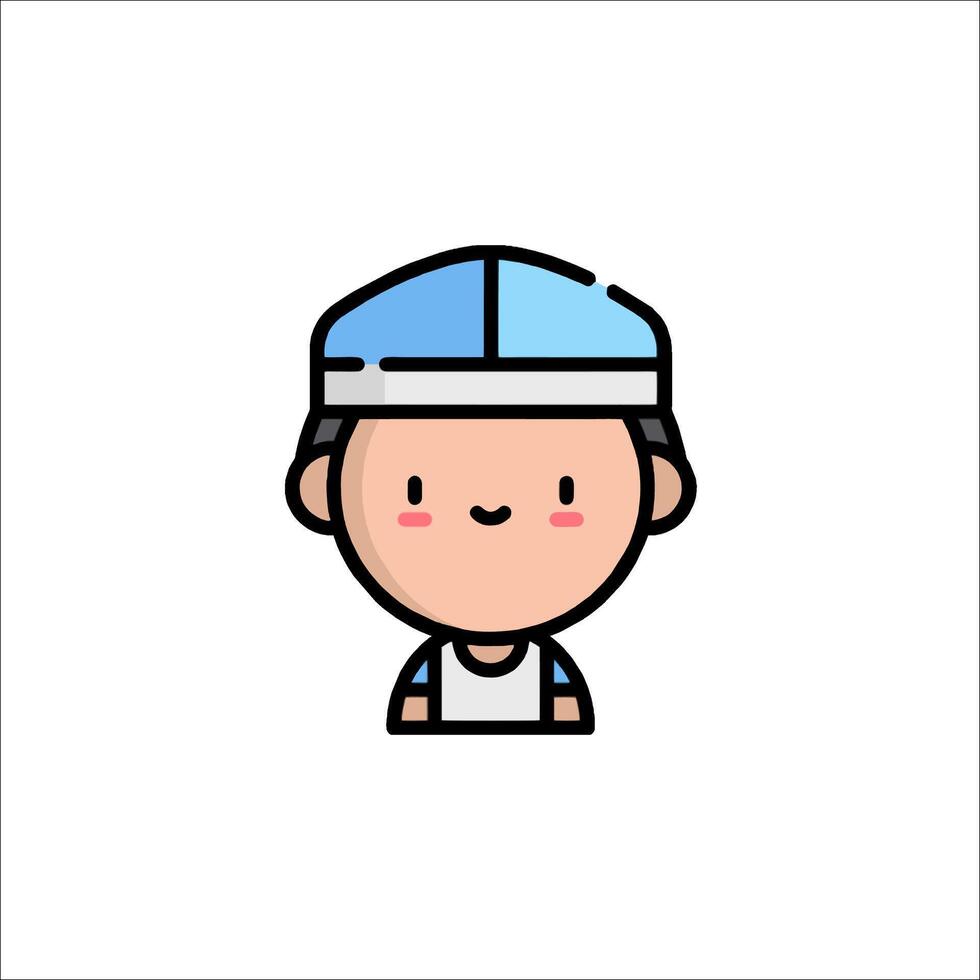 A cartoon character with a cap on his head vector
