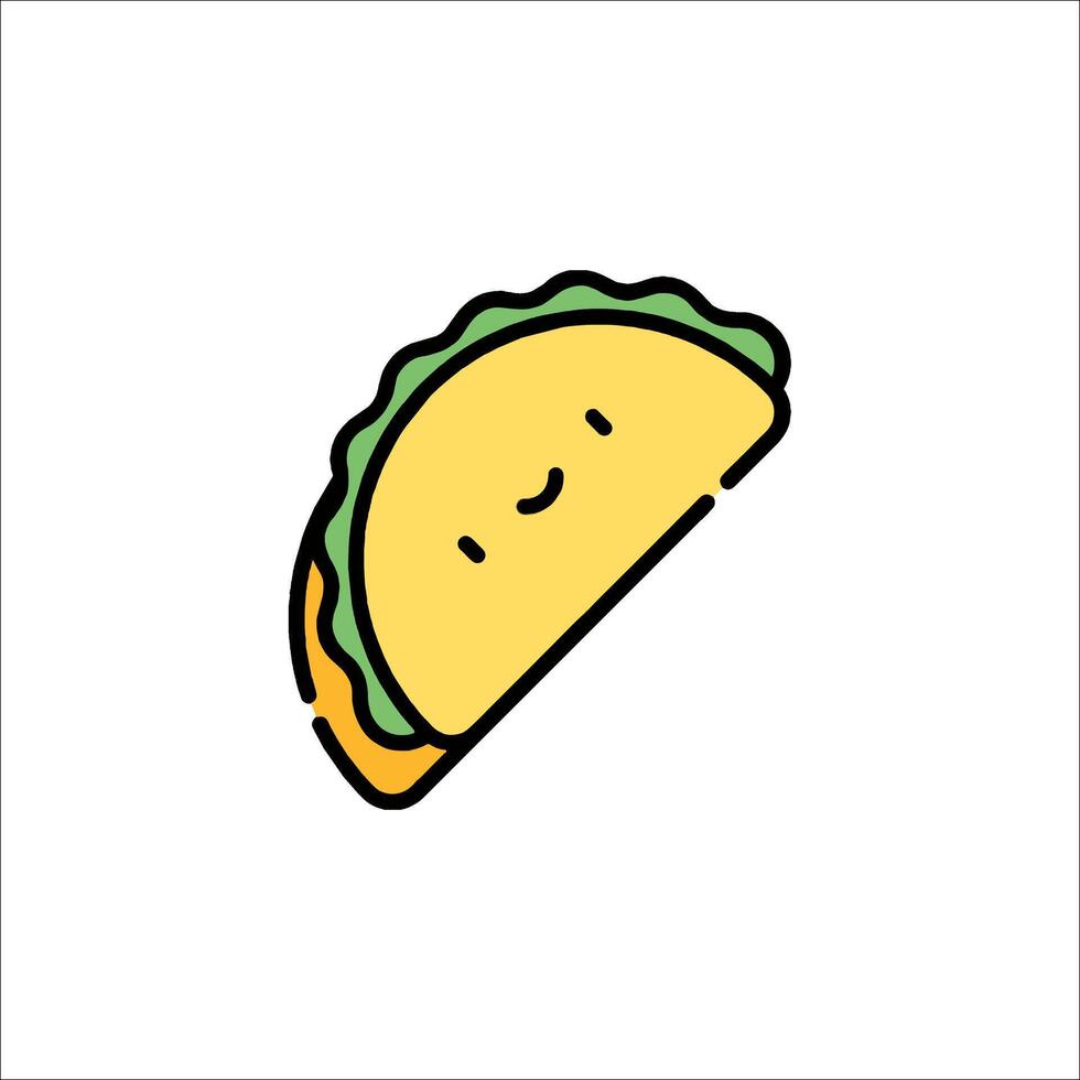A taco icon with a smiley face vector