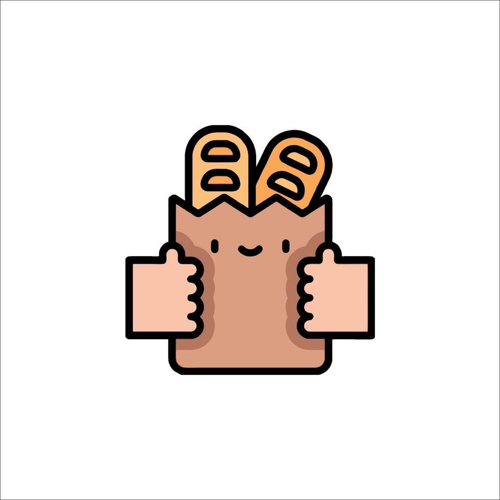 A cartoon hand holding a bag of french fries vector