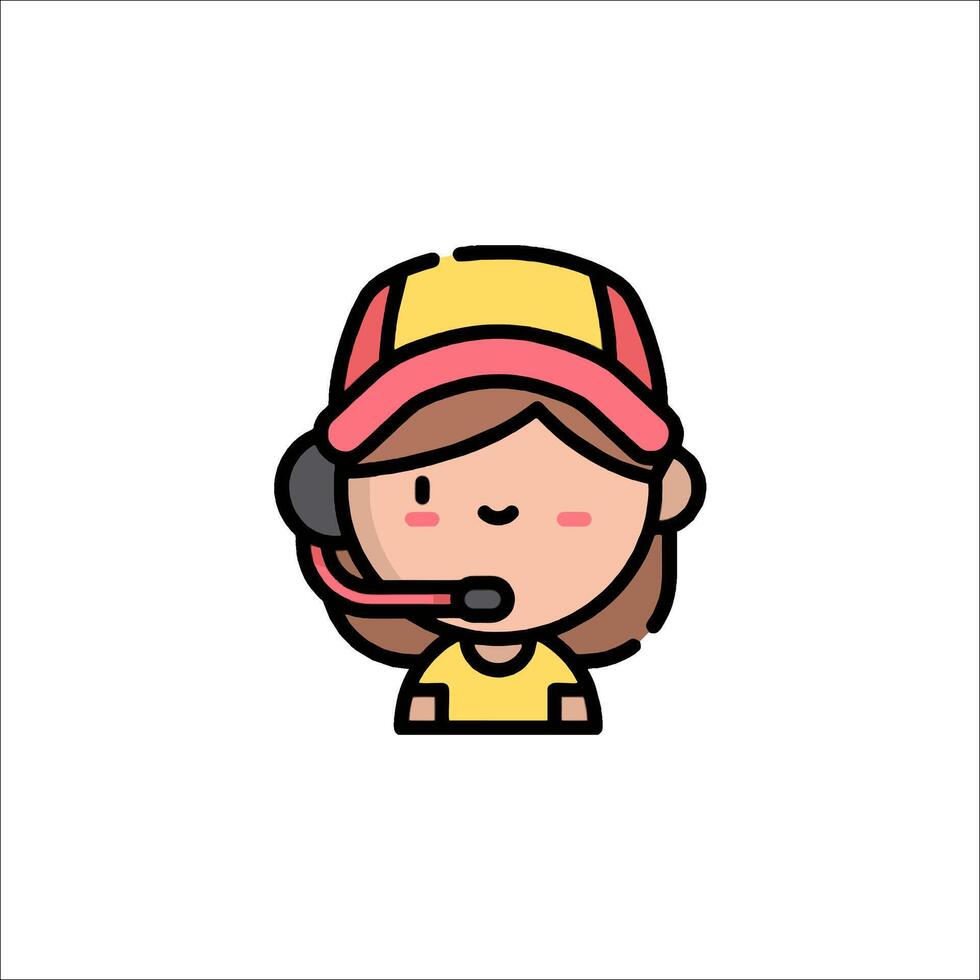 A cartoon character with a headset on her head vector
