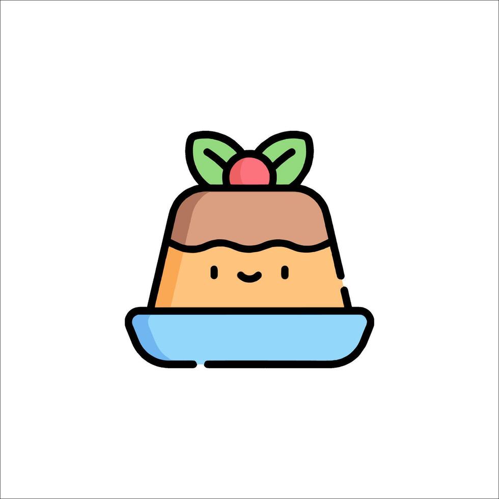 A cute pudding with a cherry on top vector