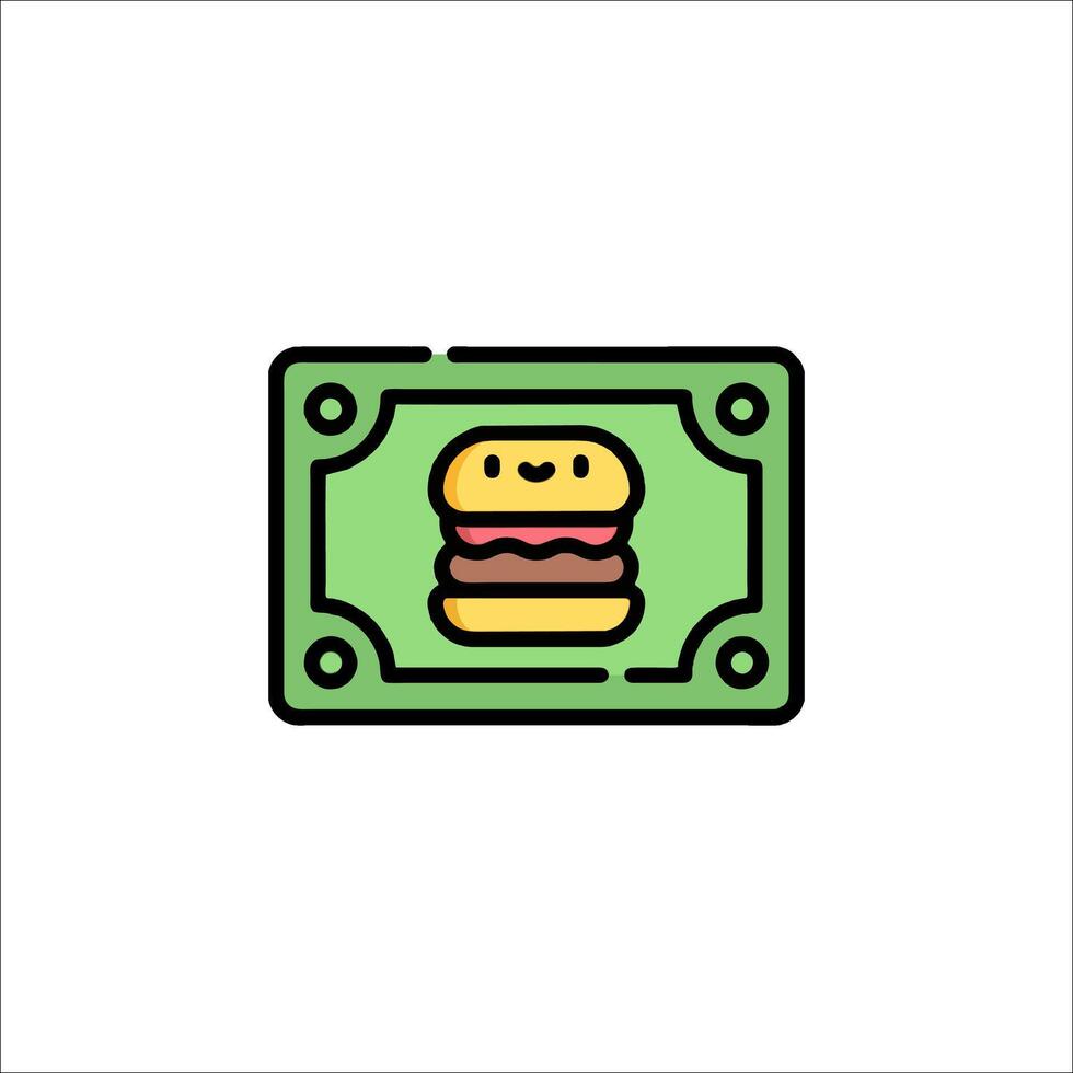 A hamburger on a dollar bill icon vector