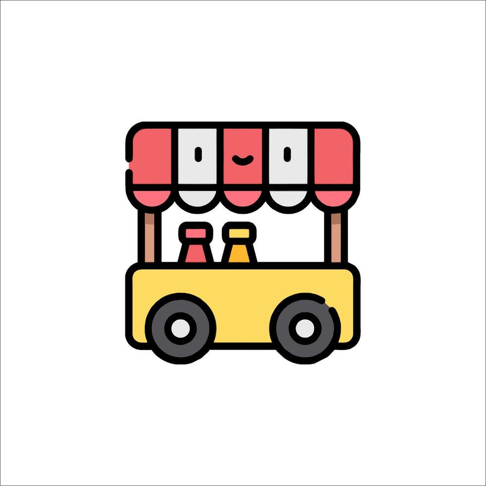 A cartoon food cart with a red awning vector