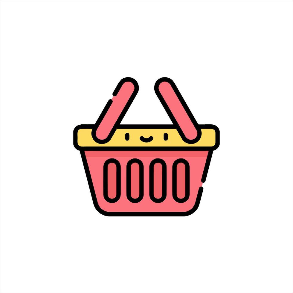 A basket icon with a handle on it vector