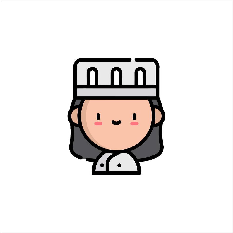 A cartoon chef icon with a hat on vector