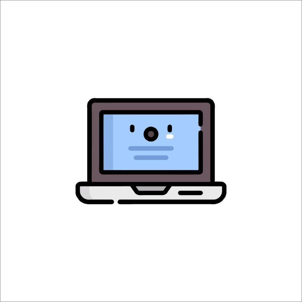 A laptop with a face on it, with a blue background vector